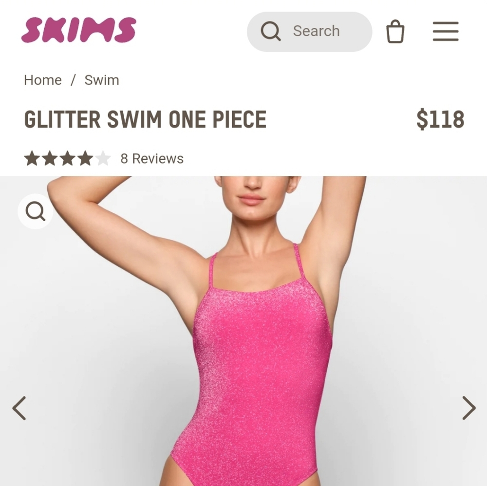 [In Search Of] Skims Glitter Swim Magenta One Piece - Size Small